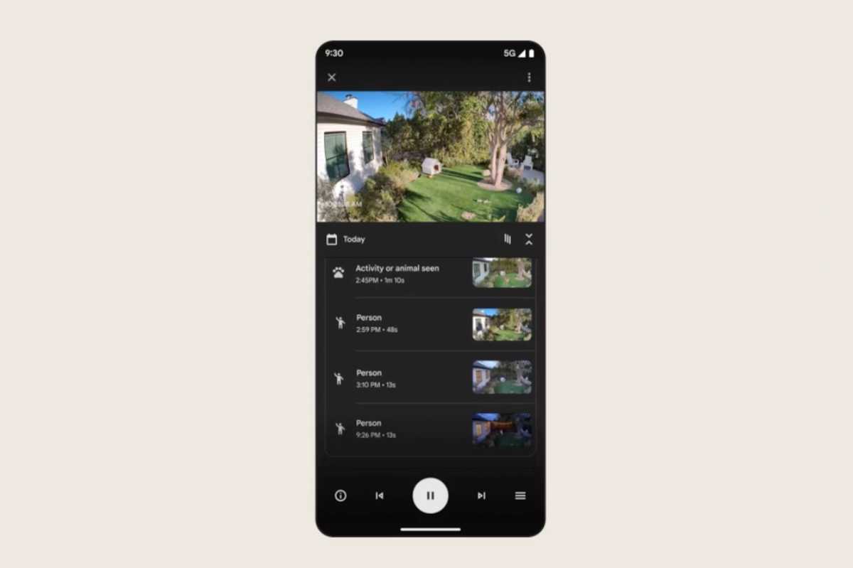 Google Home app camera feed